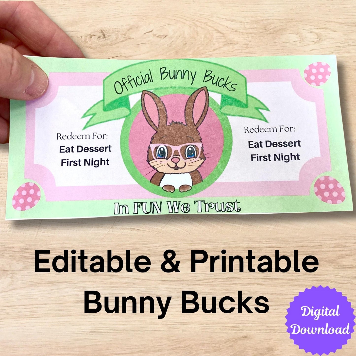 Easter Bunny Bucks, Bunny Coupon, Printable Easter Egg Coupons for Kids, Editable Easter Coupon, Easter Egg Filler, Instant Digital Download