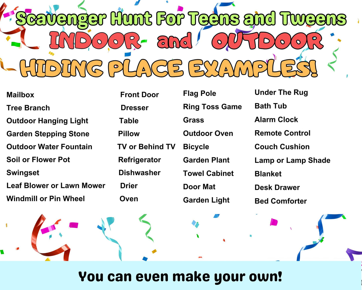 Fun Ultimate Indoor Outdoor Scavenger Hunt For Teen & Tweens Older Kids Scavenger Hunt Teenager Birthday Hunt Teen Party Game Tricky Riddle
