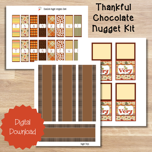 🍁 Printable Thanksgiving Nugget Chocolate Bar Wrappers | Fall Party Favors | DIY Thanksgiving Table Gifts