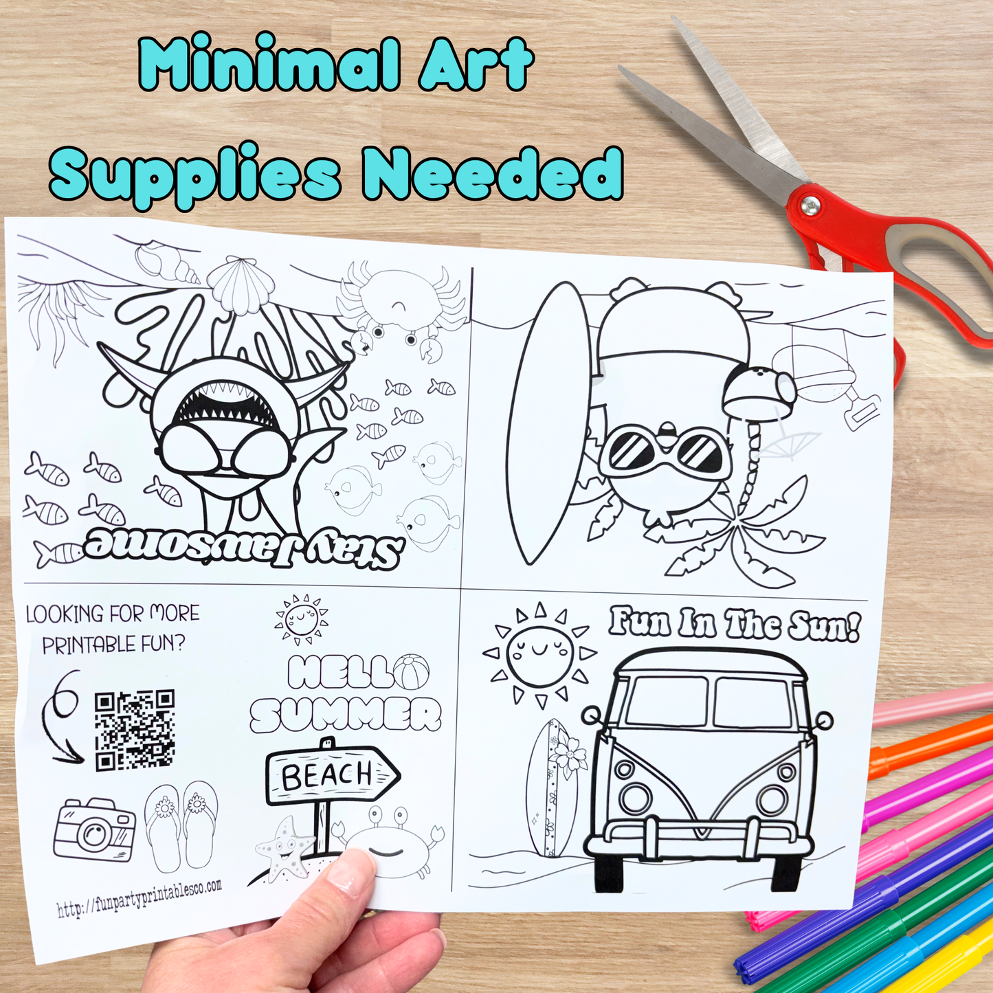 Summer Mini Coloring Book Kids Activity