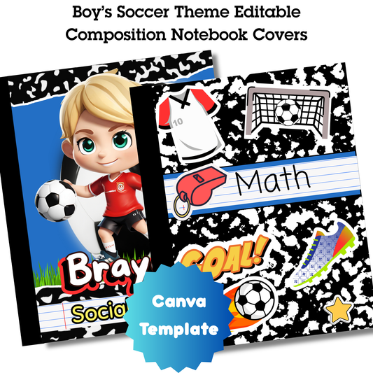 Editable Canva Composition Notebook Cover Template – Personalized Back-to-School Printable