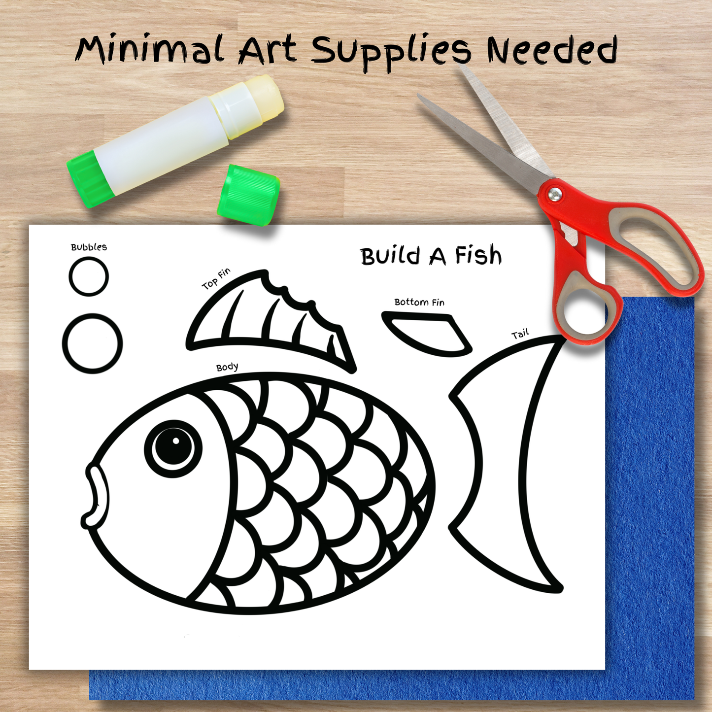 Fish Printable Craft - Build a Fish Activity for Kids - Preschool Printable - Preschool Activity Center - Summer Craft - Homeschool Art