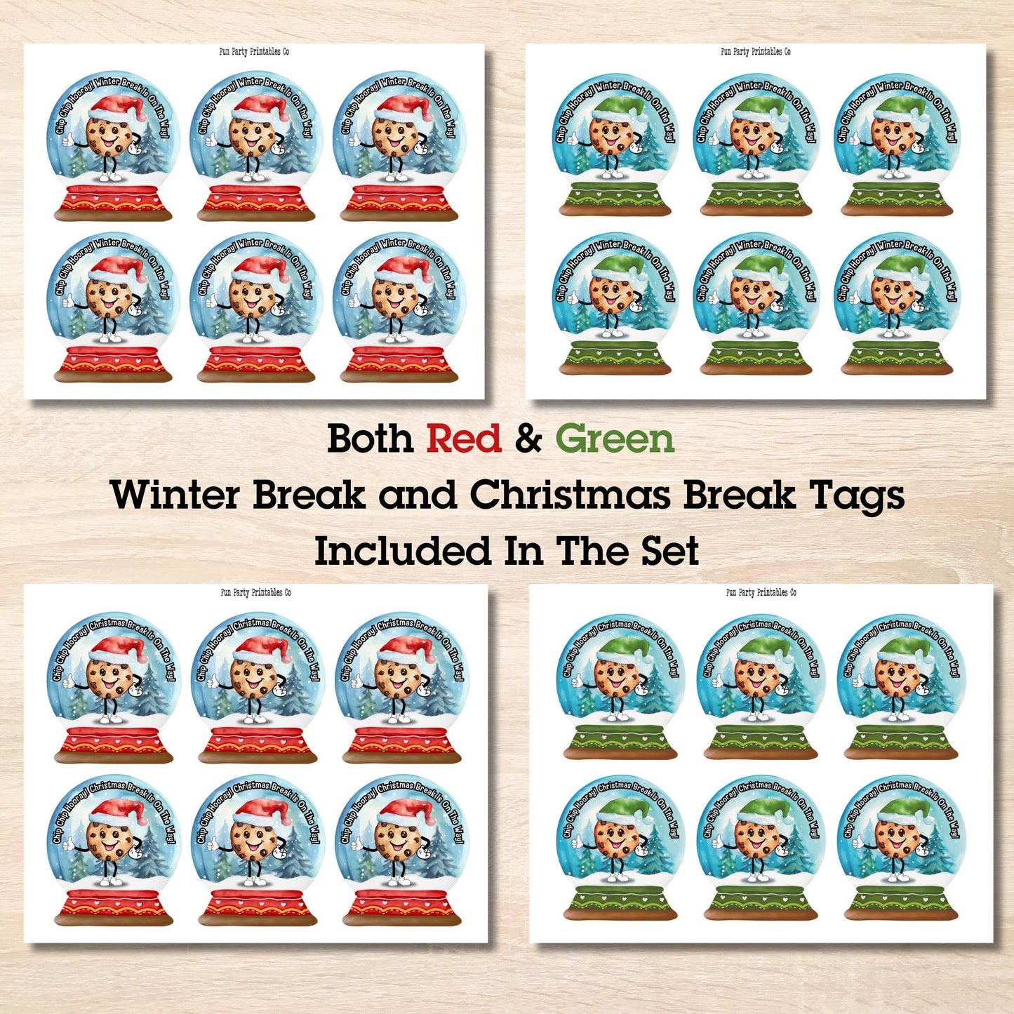 Chip Chip Hooray Winter Break Is On The Way Cookie Tag, Student Gift, Teacher and Staff Appreciation Gift, Classroom Party Favor, Printable