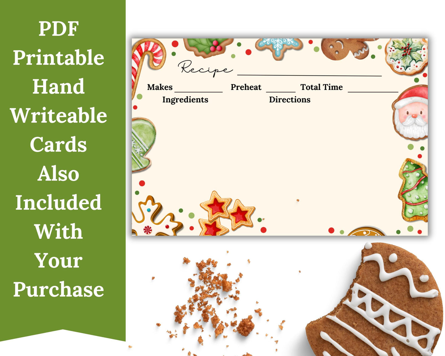 π Editable Christmas Cookie Exchange Recipe Cards β Instant Digital Download
