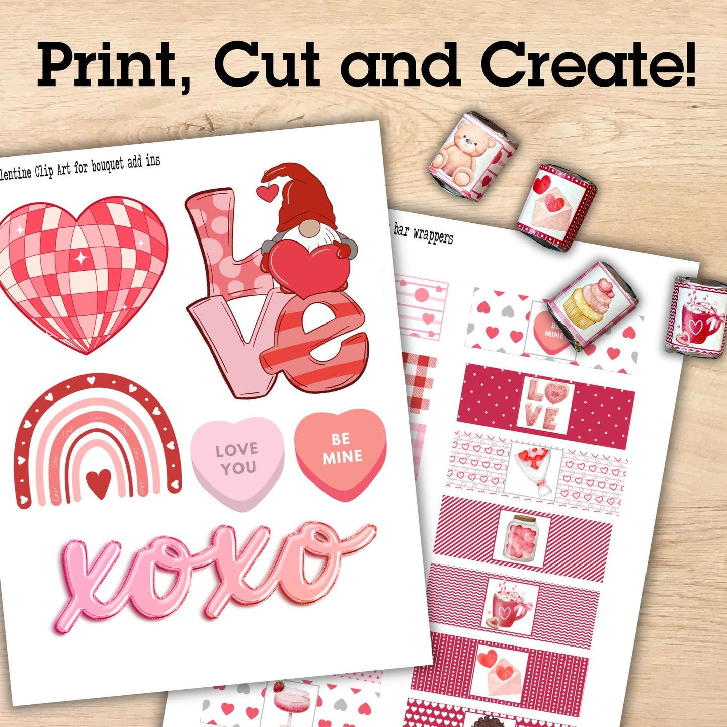 Valentine's Day Candy Bouquet Printable Wrappers (PDF Pattern)