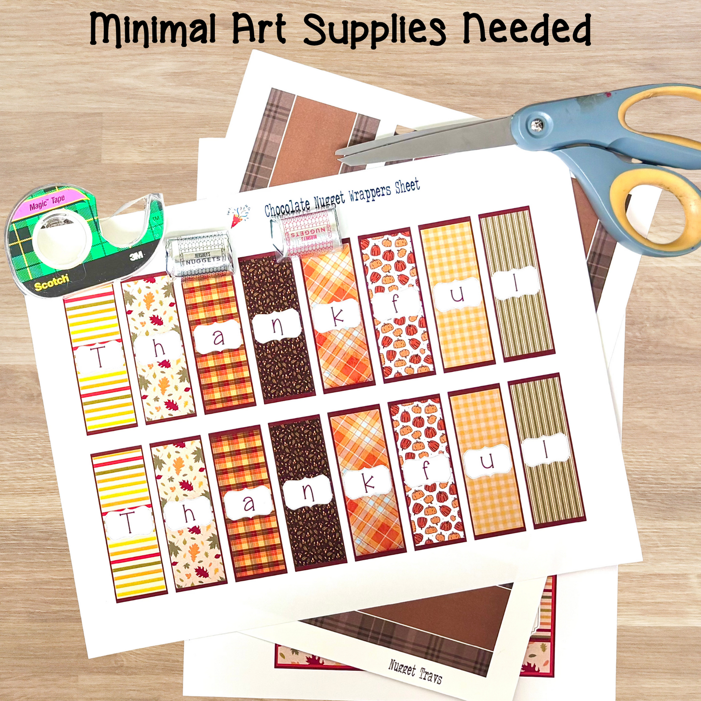 ๐ Printable Thanksgiving Nugget Chocolate Bar Wrappers | Fall Party Favors | DIY Thanksgiving Table Gifts