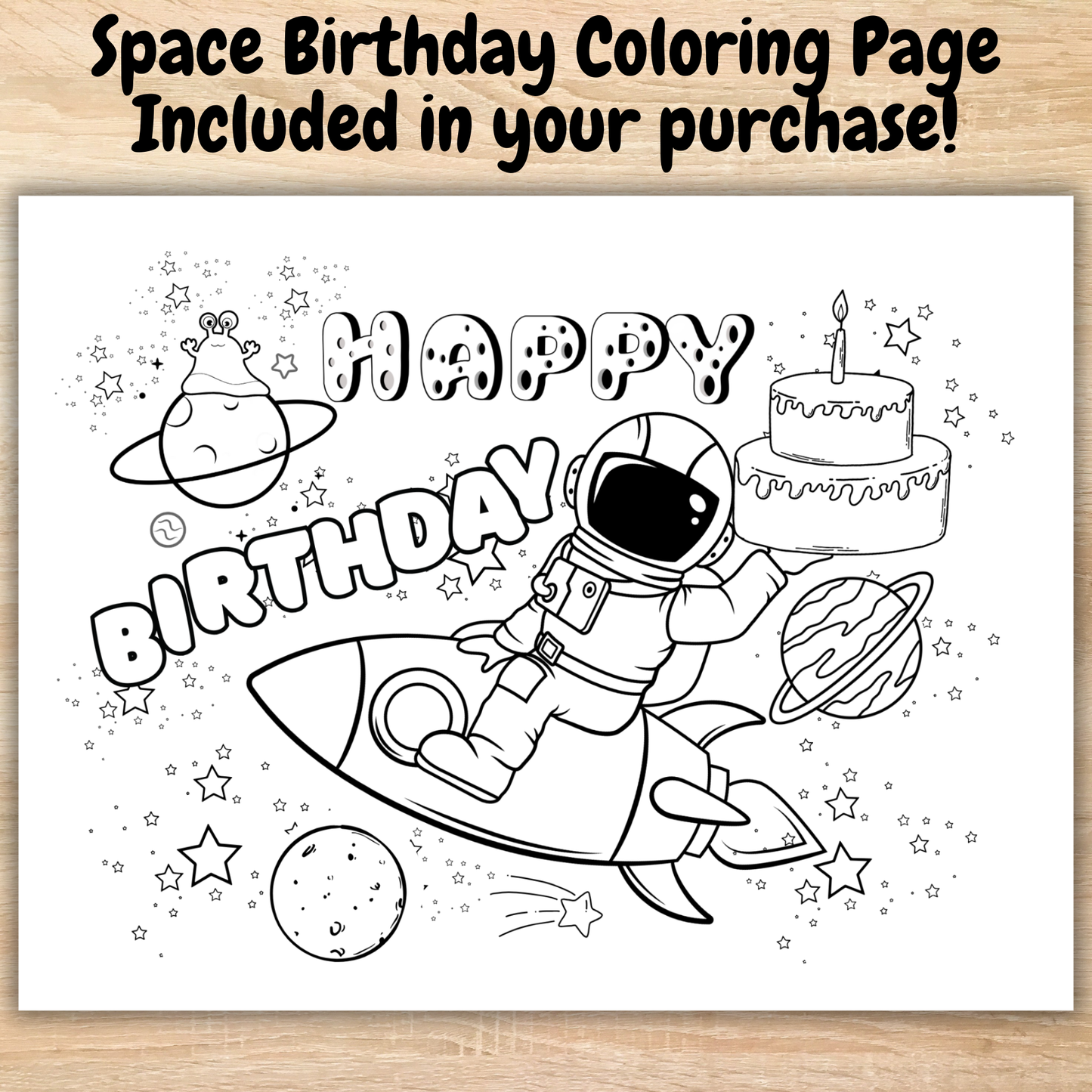 Outer Space Birthday Party Activity Coloring Page Placemats