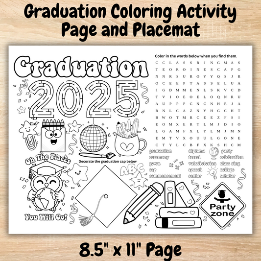 Graduation Printable Activity Coloring Page Placemats