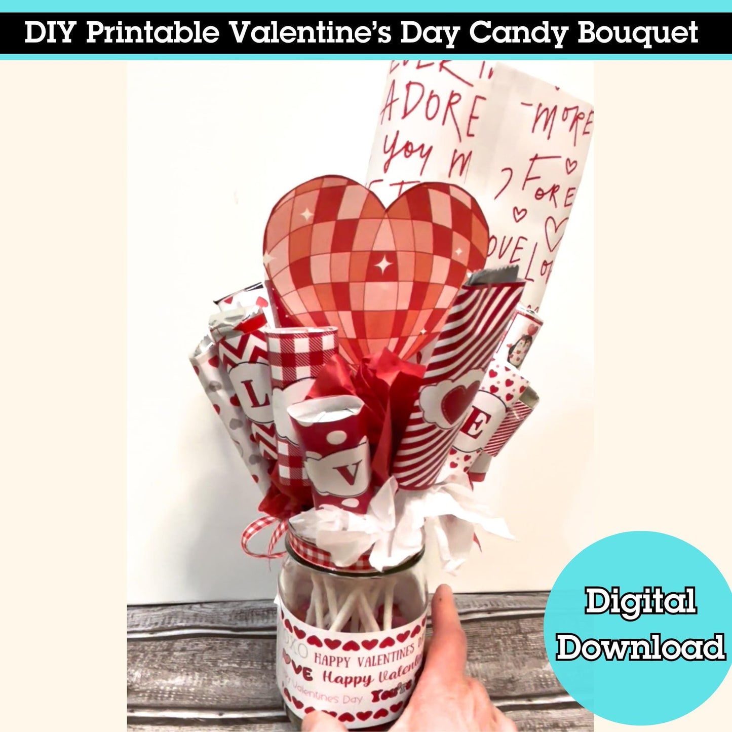 Valentine's Day Candy Bouquet Printable Wrappers (PDF Pattern)