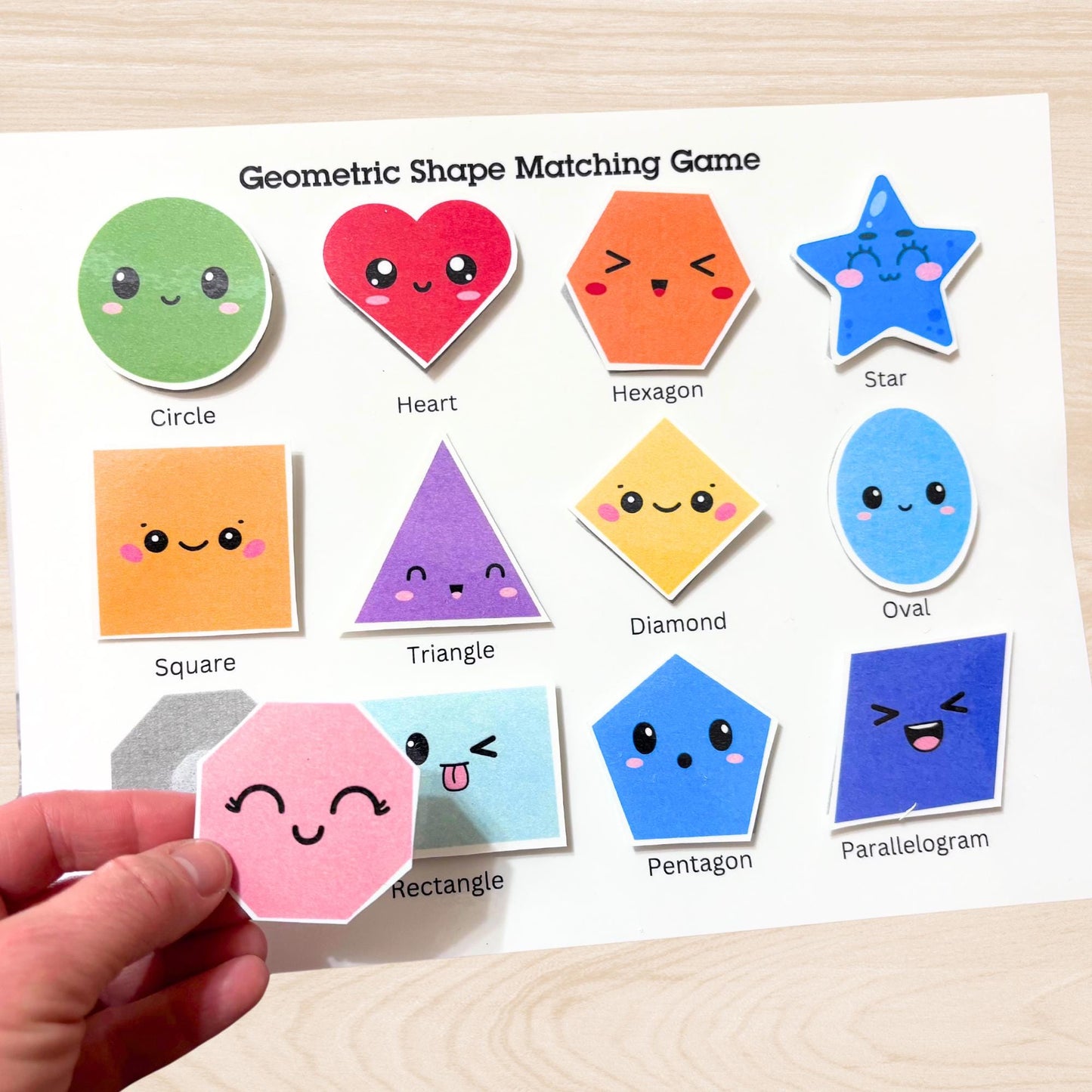 Shapes Matching Game Activity Printable PDF Pages, Fun Toddler, Preschool& Homeschool Learning Game, Montessori Educational PDF For Kids