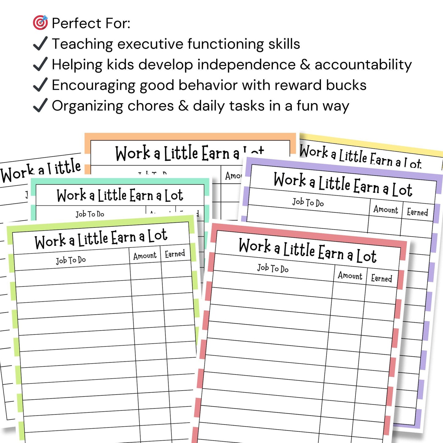 EDITABLE Chore Chart, Daily Routine Checklists, Rewards, Allowance, Responsibility Chart, Allowance Earning Track, Work a Little Earn a Lot