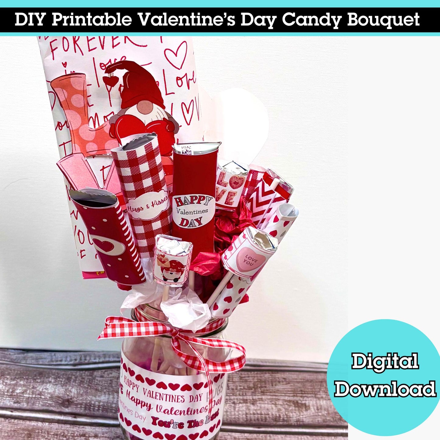 Valentine's Day Candy Bouquet Printable Wrappers (PDF Pattern)