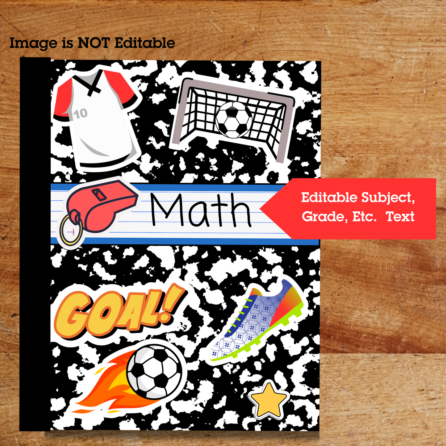 Editable Canva Composition Notebook Cover Template – Personalized Back-to-School Printable