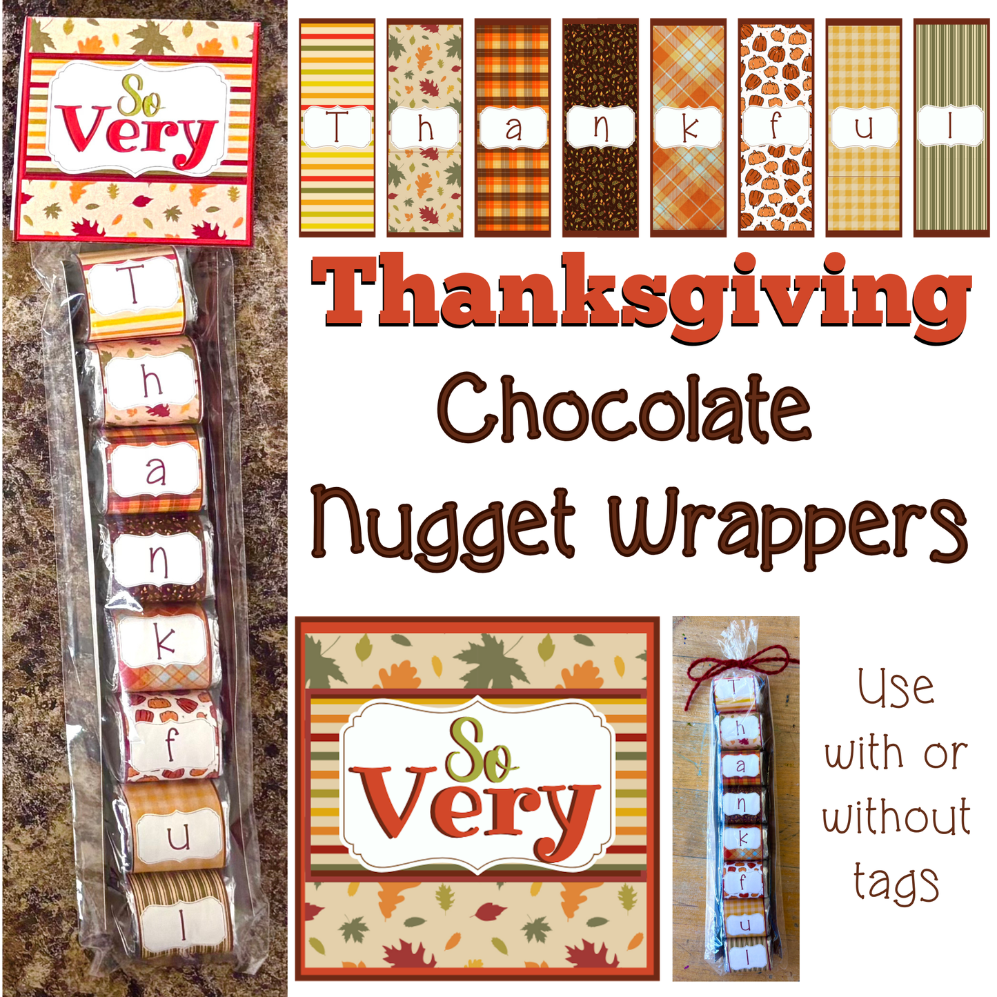 ๐ Printable Thanksgiving Nugget Chocolate Bar Wrappers | Fall Party Favors | DIY Thanksgiving Table Gifts