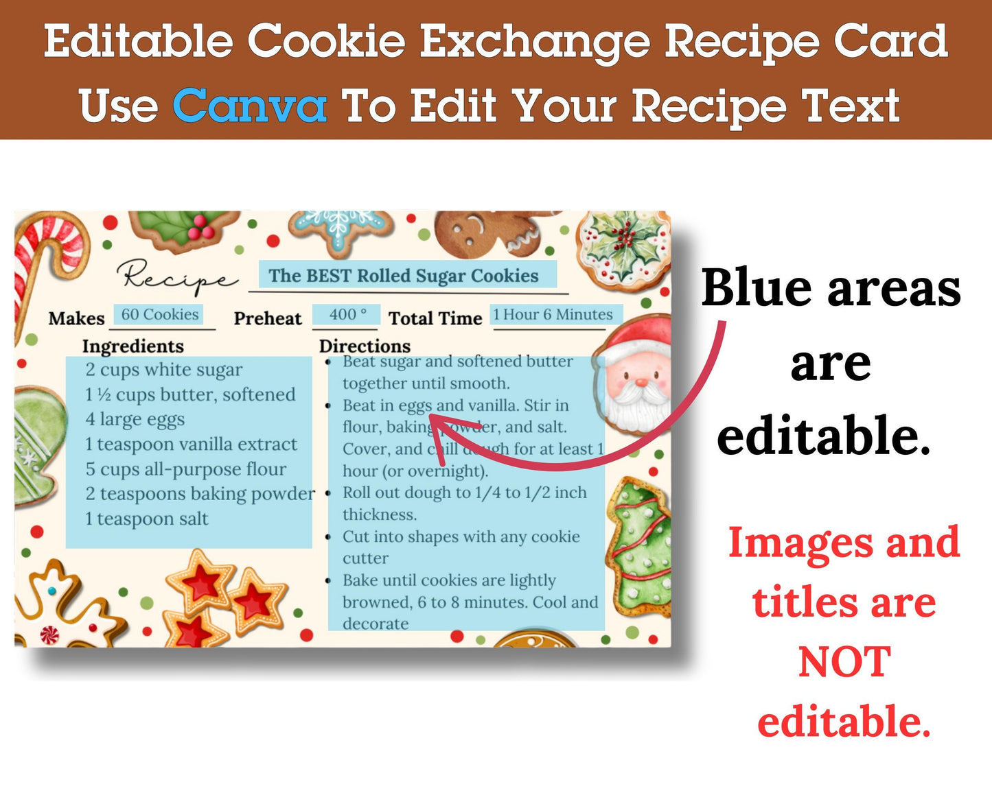 π Editable Christmas Cookie Exchange Recipe Cards β Instant Digital Download