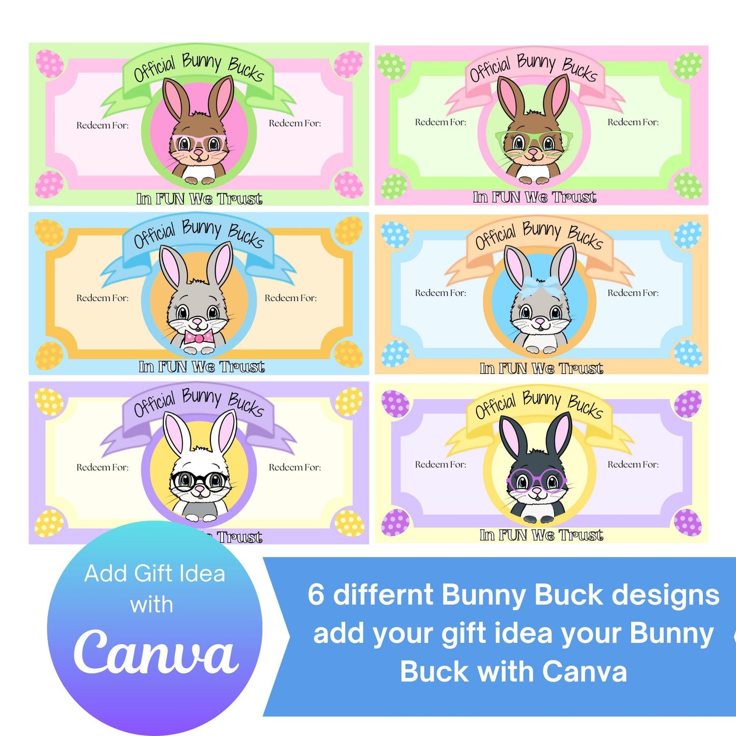 Easter Bunny Bucks, Bunny Coupon, Printable Easter Egg Coupons for Kids, Editable Easter Coupon, Easter Egg Filler, Instant Digital Download