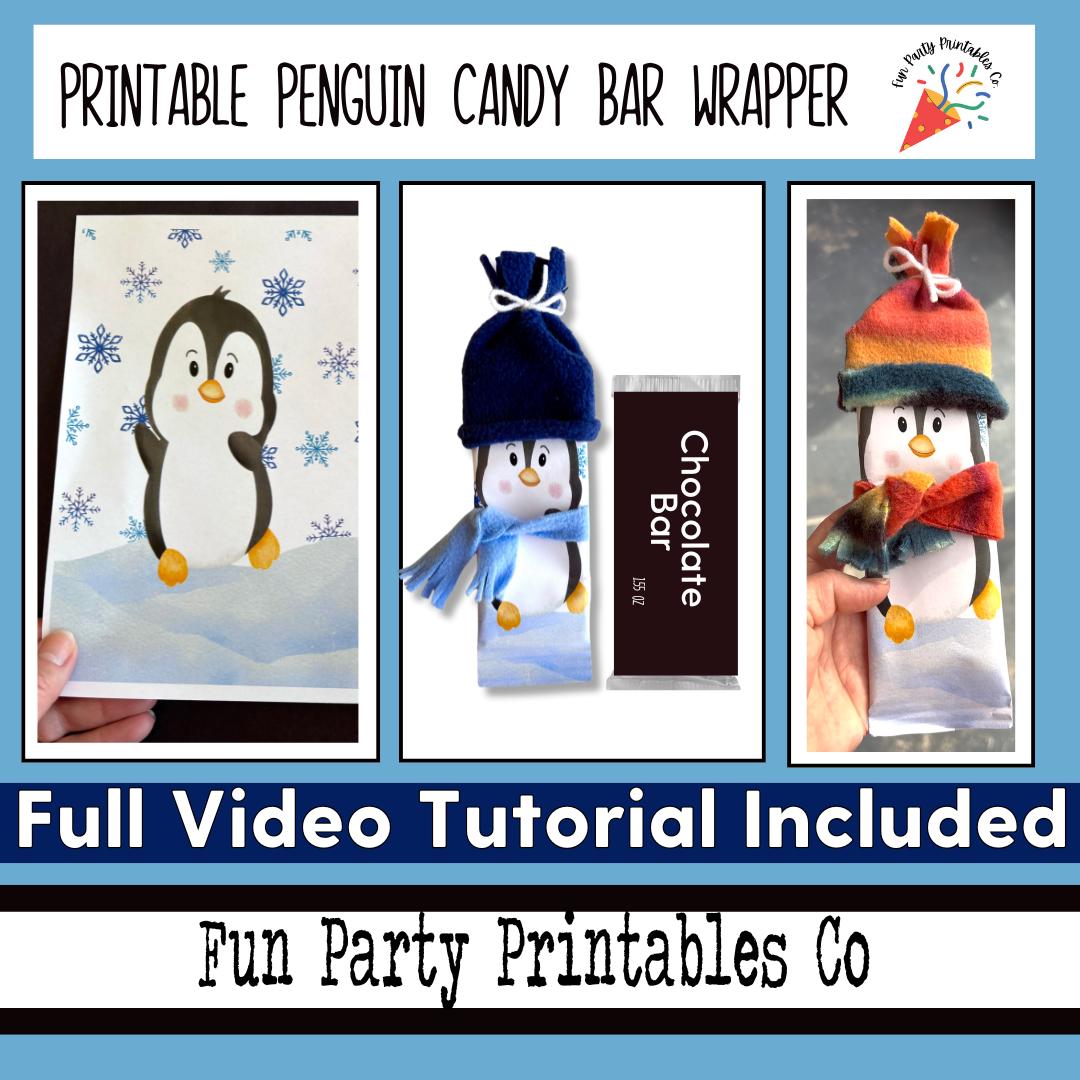 DIY Penguin Candy Bar Wrapper Printable | Cute Holiday Craft and Party Favor Gift Idea