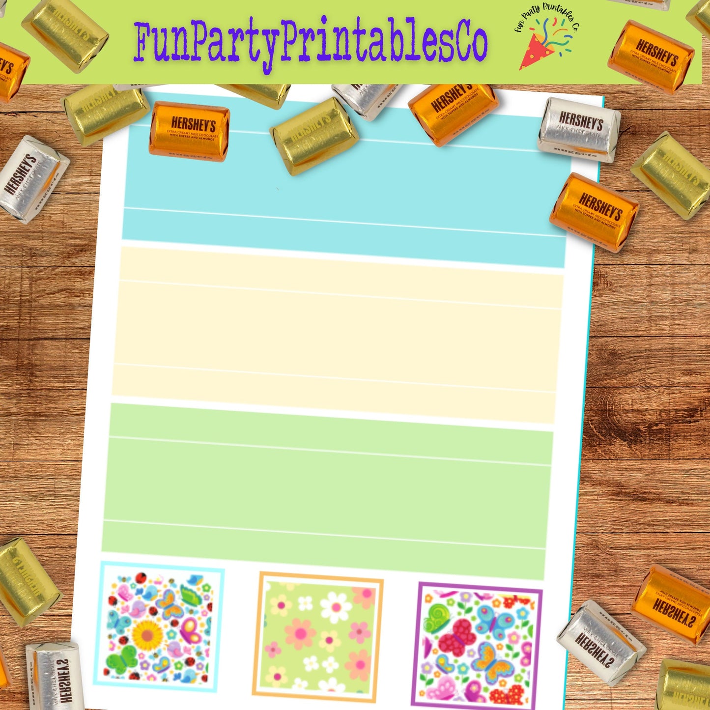 Spring Hershey Nugget Wrapper Print, Easter Basket Stuffers, DIY Easter Gift, Personalized Easter Basket, Easter Printable Candy Bar Wrapper