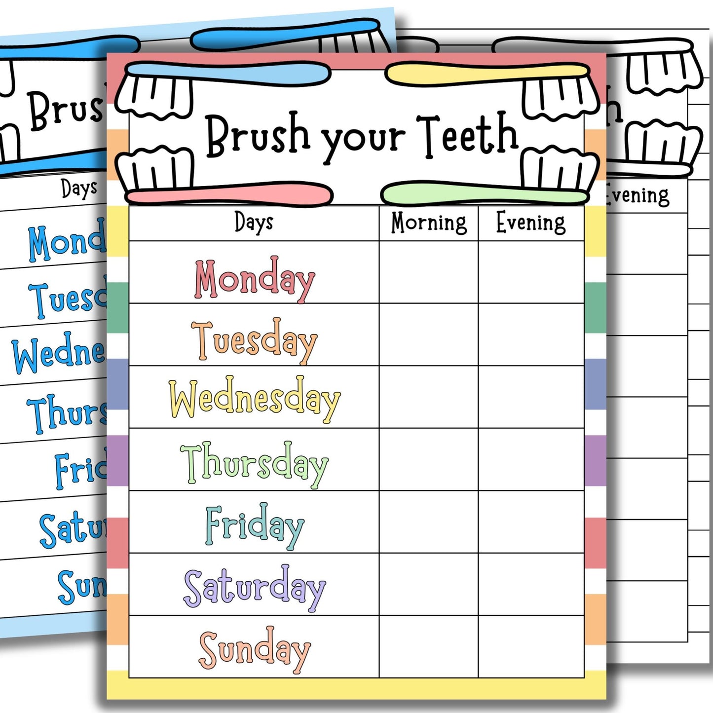 Brush Teeth PRINTABLE, Brush Teeth Chart, Toddler Brushing, Teeth Brushing Chart, Tooth Brushing Schedule, Weekly Brushing Checklist