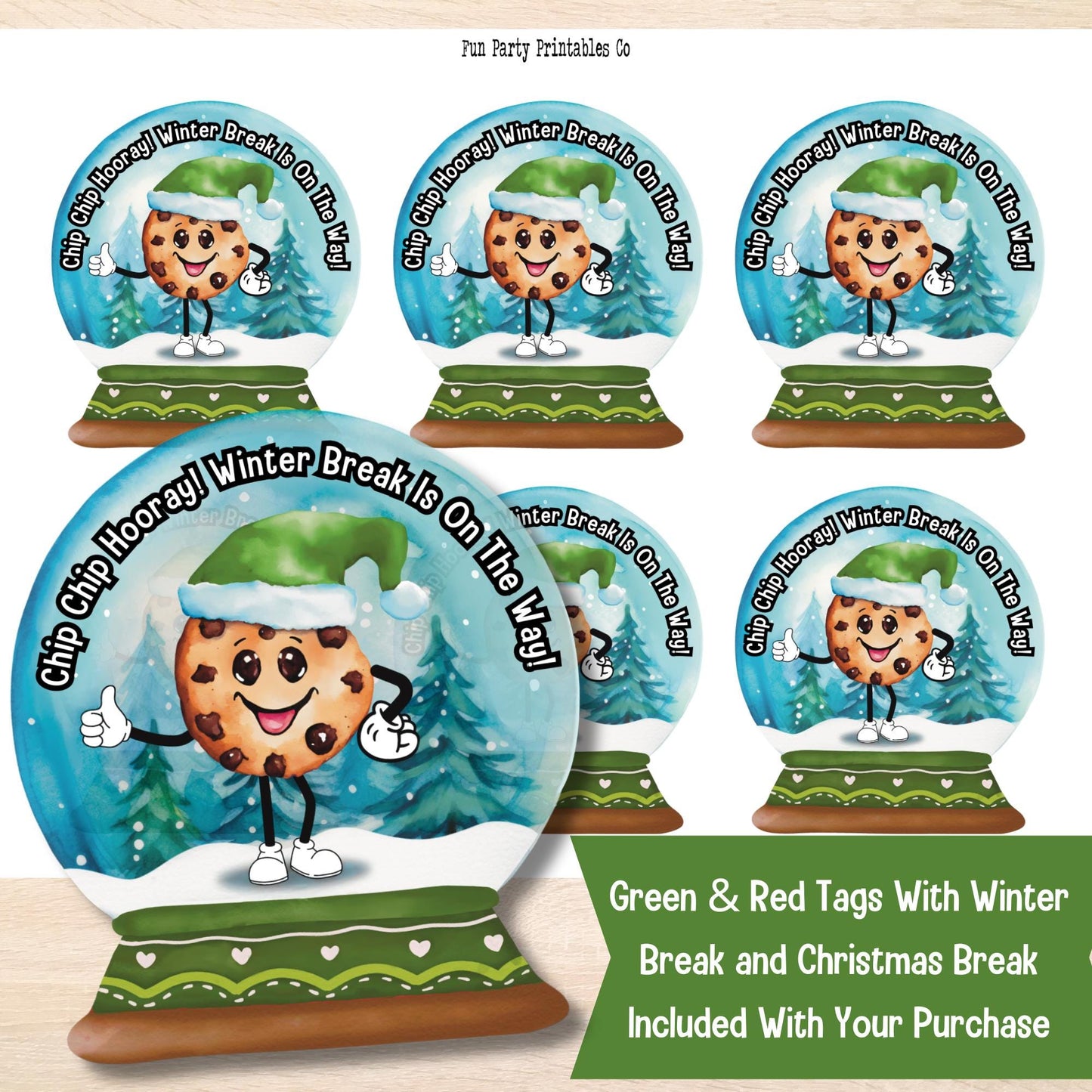 Chip Chip Hooray Winter Break Is On The Way Cookie Tag, Student Gift, Teacher and Staff Appreciation Gift, Classroom Party Favor, Printable