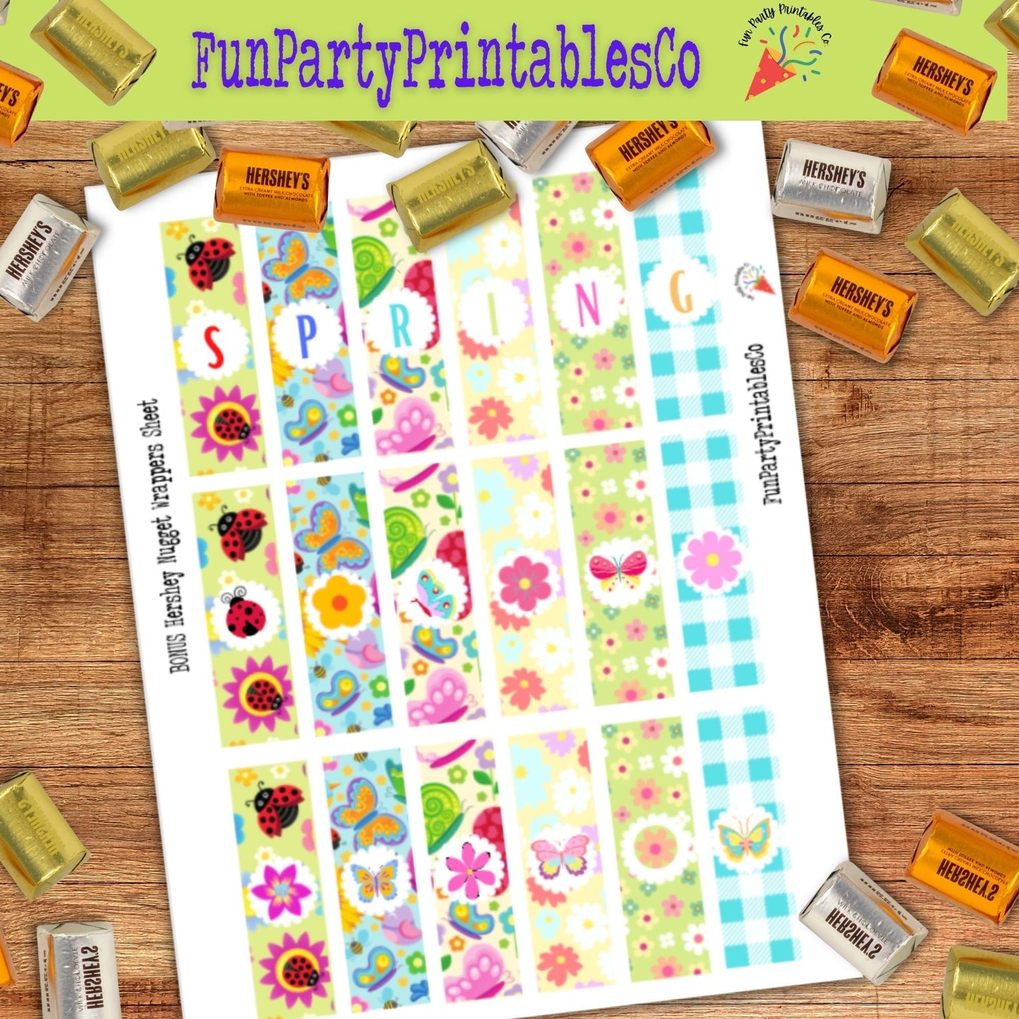 Spring Hershey Nugget Wrapper Print, Easter Basket Stuffers, DIY Easter Gift, Personalized Easter Basket, Easter Printable Candy Bar Wrapper