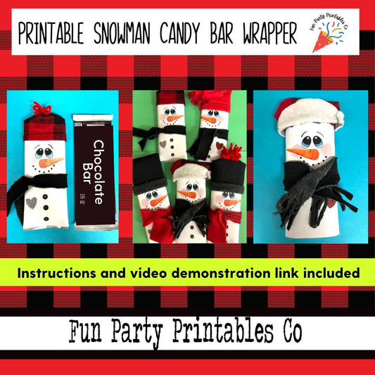 Snowman Printable Candy Bar Wrapper, Candy Stocking Stuffer, Christmas Candy Bar Wrapper, Party Favor Gift, DIY Printable Gift Idea, Candy