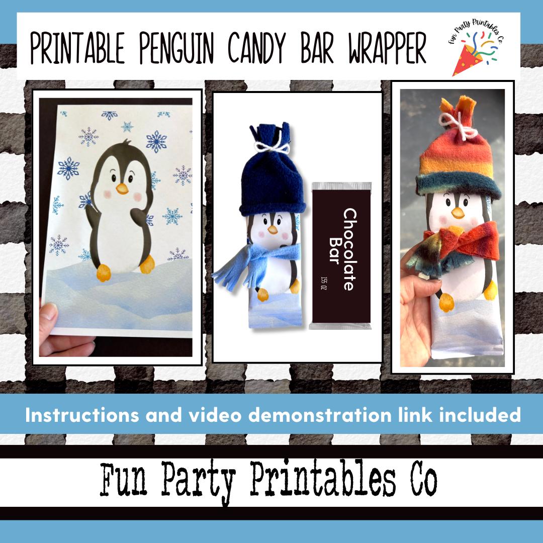 DIY Penguin Candy Bar Wrapper Printable | Cute Holiday Craft and Party Favor Gift Idea