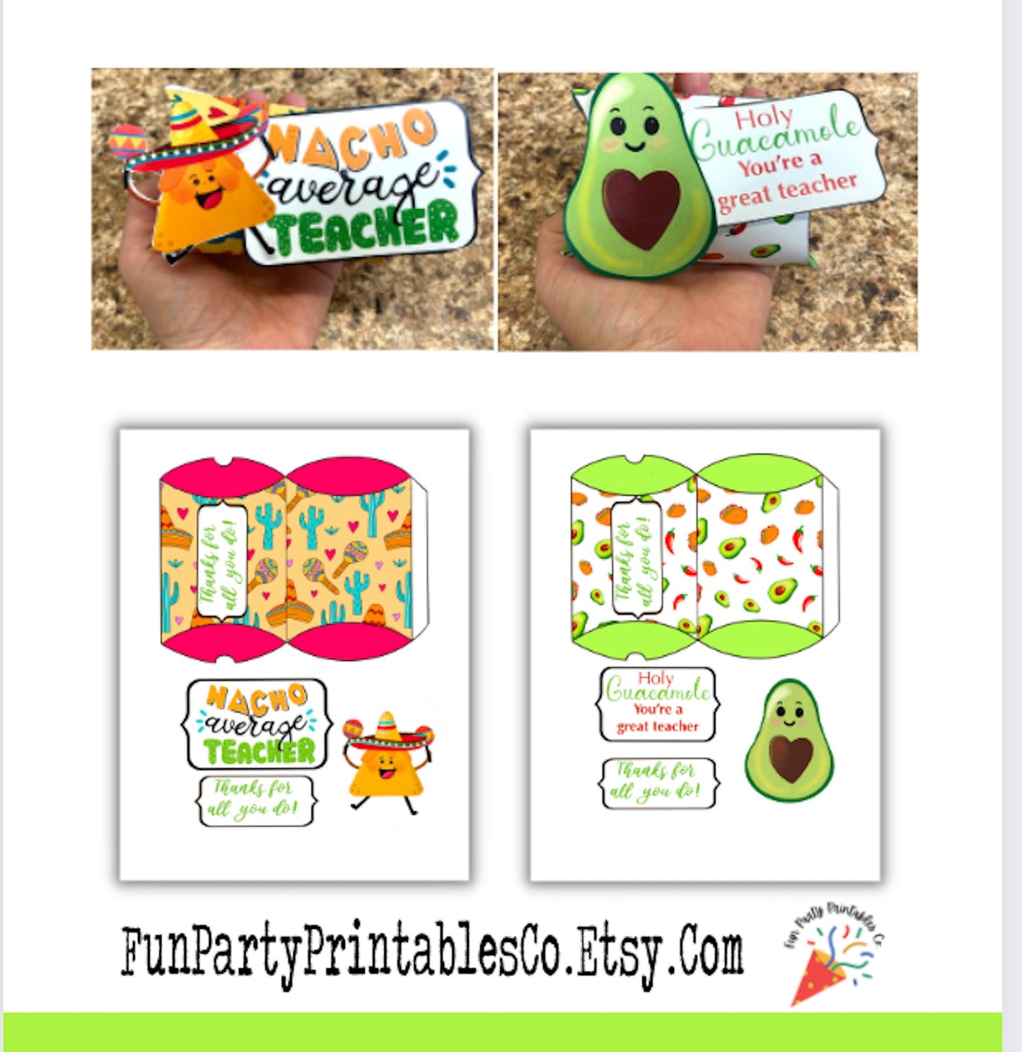 Teacher Appreciation DIY Printable Gift BUNDLE Taco 'bout, Nacho Average Teacher, Holy Guacamole, Teacher Appreciation, Staff Appreciation