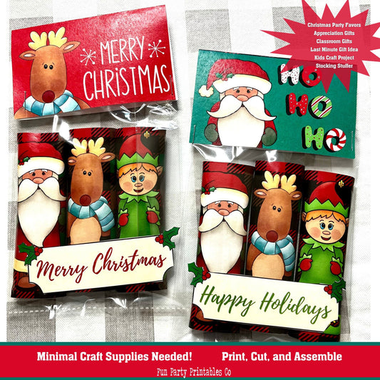 Printable Christmas Snack Size Candy Bar Wrappers | DIY Holiday Chocolate Favors & Gift Tags