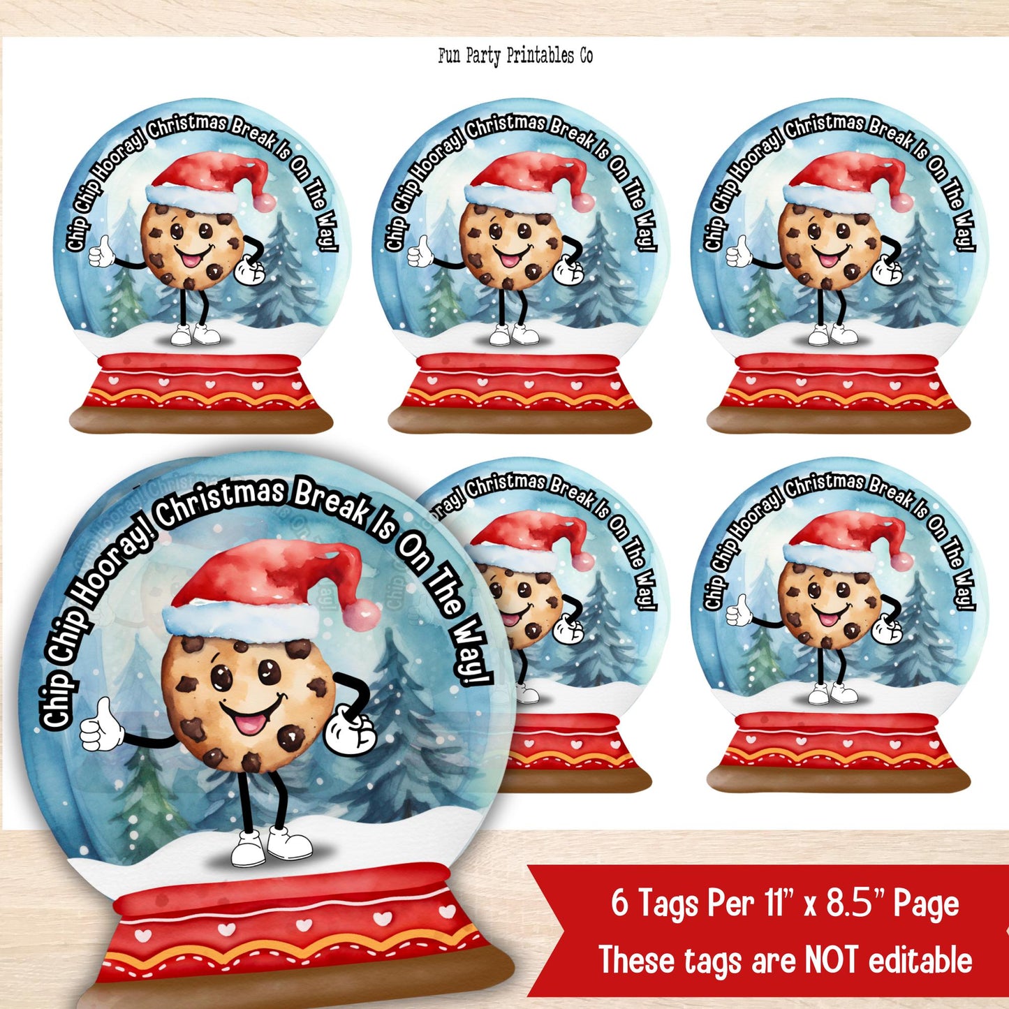 Chip Chip Hooray Winter Break Is On The Way Cookie Tag, Student Gift, Teacher and Staff Appreciation Gift, Classroom Party Favor, Printable