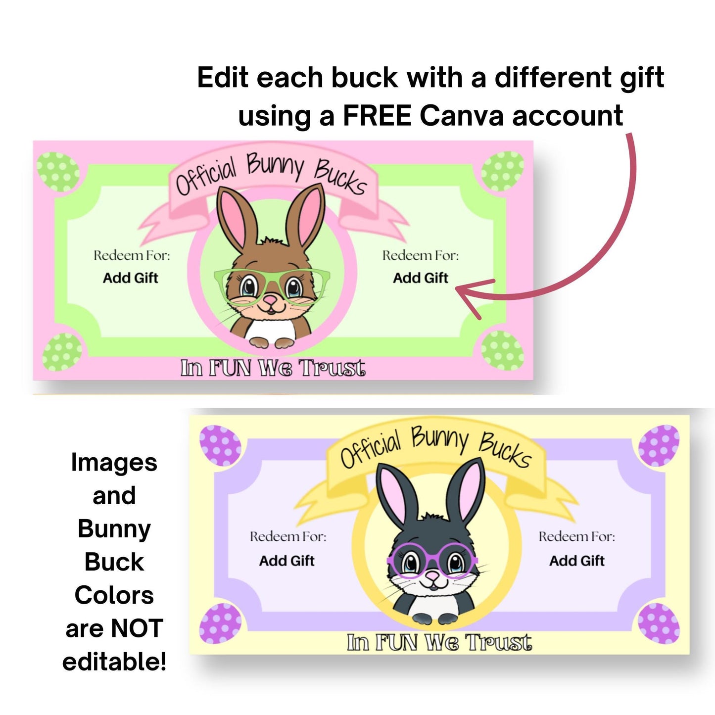 Easter Bunny Bucks, Bunny Coupon, Printable Easter Egg Coupons for Kids, Editable Easter Coupon, Easter Egg Filler, Instant Digital Download