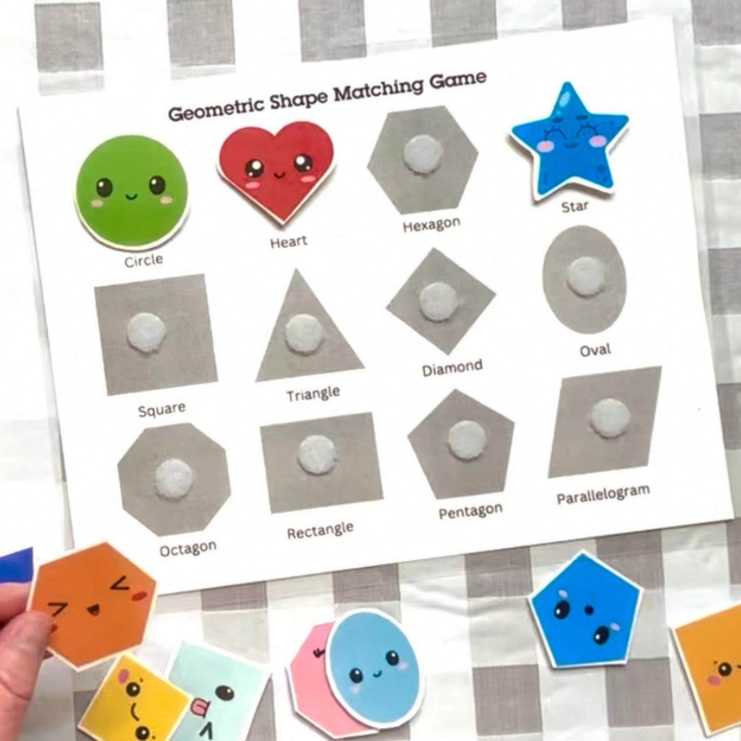 Shapes Matching Game Activity Printable PDF Pages, Fun Toddler, Preschool& Homeschool Learning Game, Montessori Educational PDF For Kids