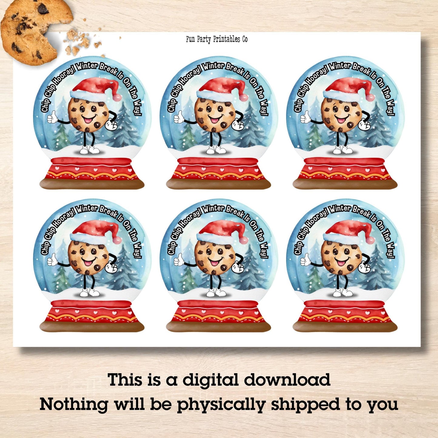Chip Chip Hooray Winter Break Is On The Way Cookie Tag, Student Gift, Teacher and Staff Appreciation Gift, Classroom Party Favor, Printable
