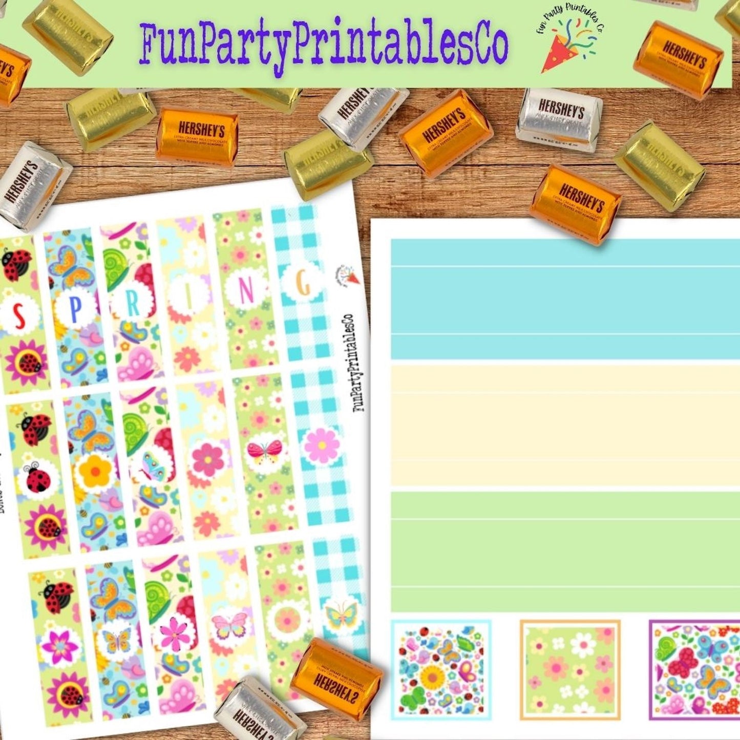 Spring Hershey Nugget Wrapper Print, Easter Basket Stuffers, DIY Easter Gift, Personalized Easter Basket, Easter Printable Candy Bar Wrapper