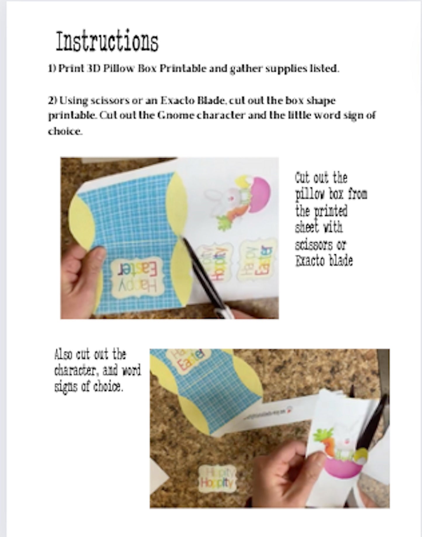 Hippity Hoppity Easter 3D Pillow Box Printable | DIY Easter Basket Gifts & Stuffers