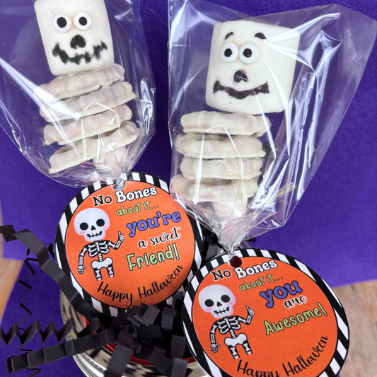 Printable Skeleton Halloween Tags | No Bones About It | Cute Halloween Gift Tags | Halloween Favor Tags