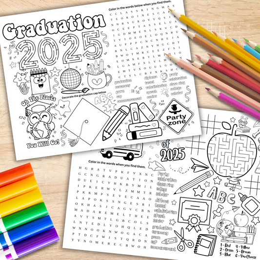 Graduation Printable Activity Coloring Page Placemats