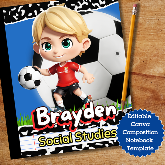Editable Canva Composition Notebook Cover Template – Personalized Back-to-School Printable