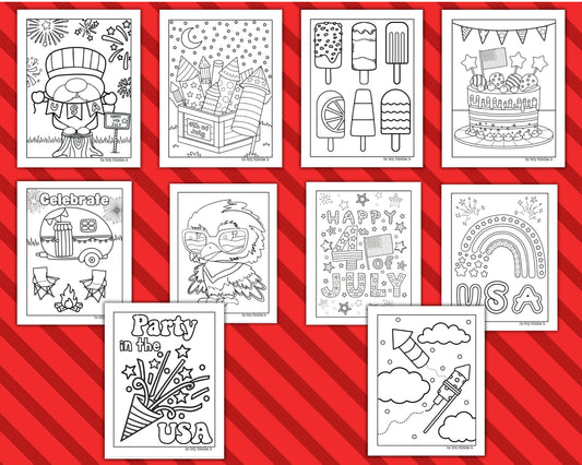 4th of July Patriotic Coloring Page Set, Coloring Books For Adults, Forth of July Activities, Printable Coloring Page, Kids Coloring Pages