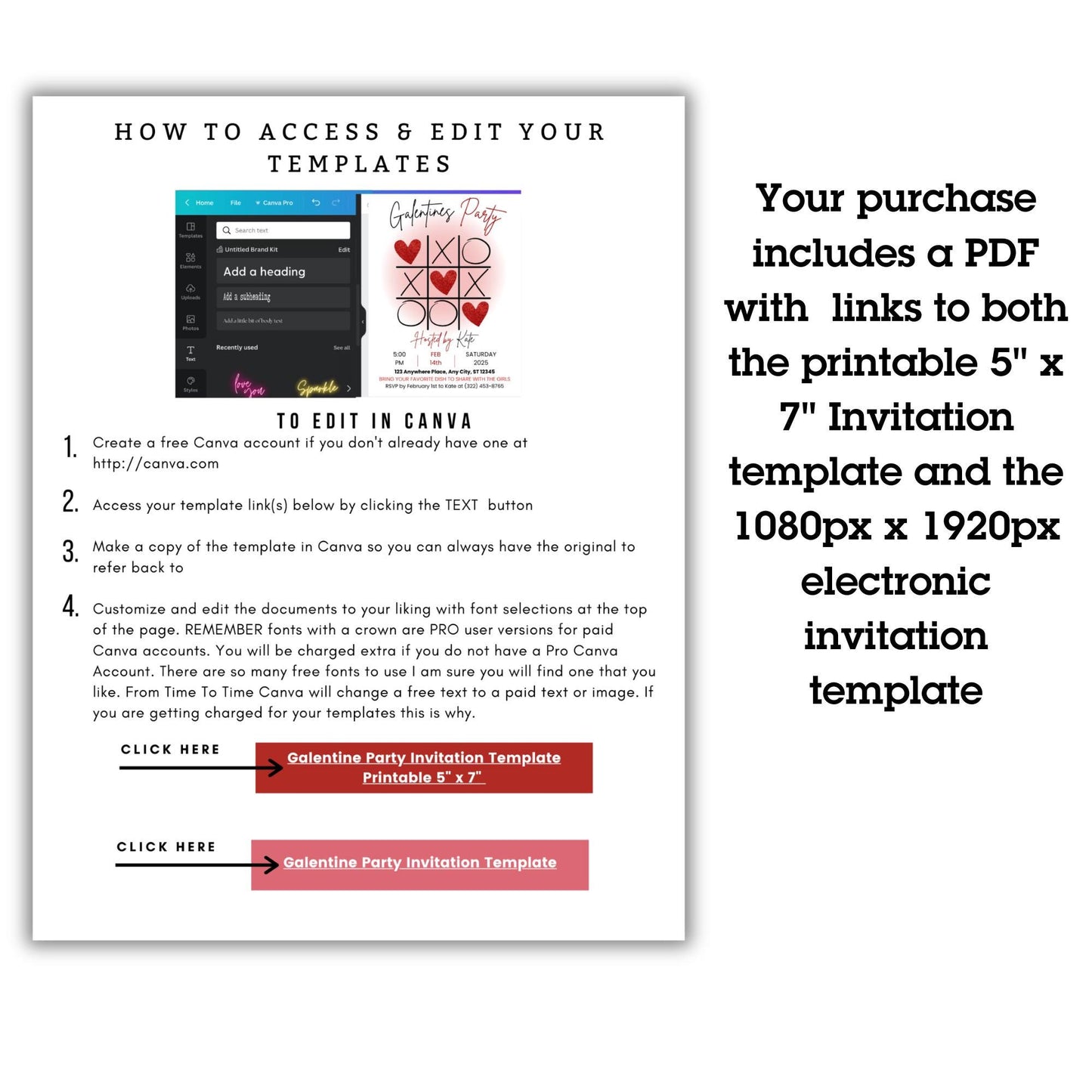 Editable Galentine's Day Invitation Canva Template, Galentine's Girls Night Out Invitation,Valentine's party