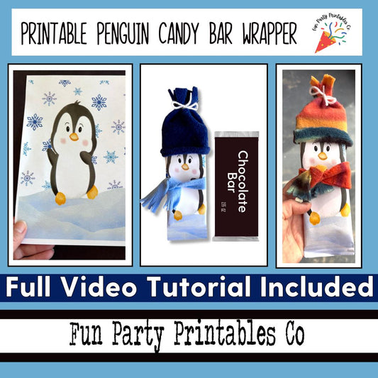 DIY Penguin Candy Bar Wrapper Printable | Cute Holiday Craft and Party Favor Gift Idea