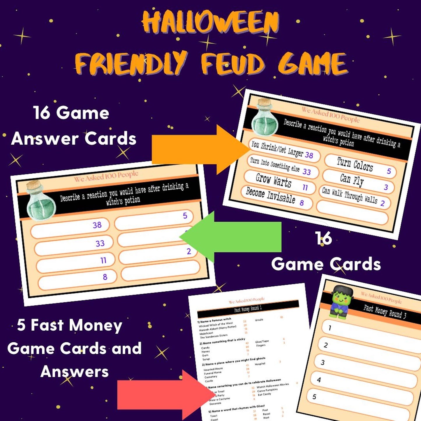 Friendly Feud Halloween Party Game, Family Game Night