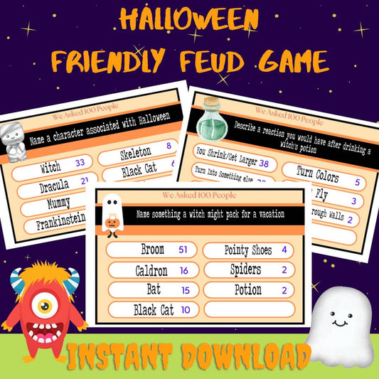 Friendly Feud Halloween Party Game, Family Game Night