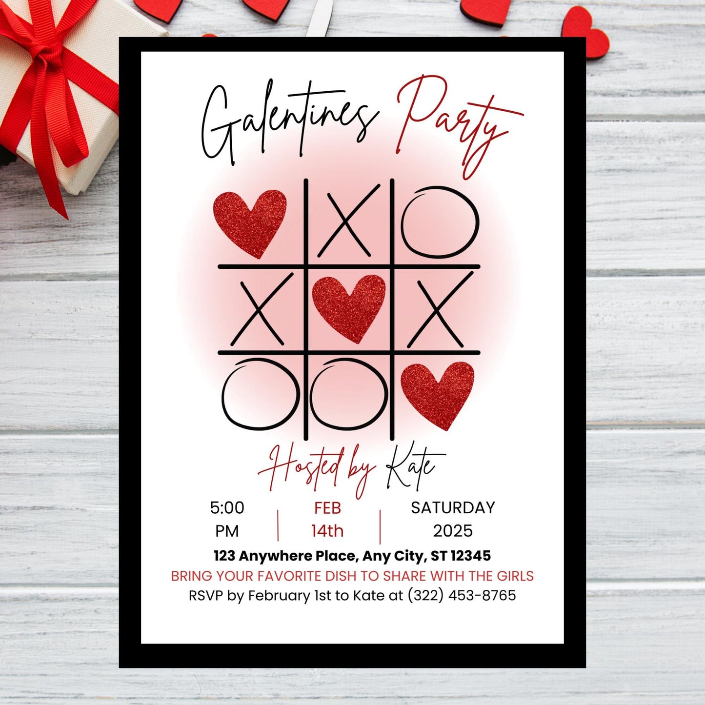 Editable Galentine's Day Invitation Canva Template, Galentine's Girls Night Out Invitation,Valentine's party