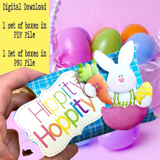 Hippity Hoppity Easter 3D Pillow Box Printable | DIY Easter Basket Gifts & Stuffers