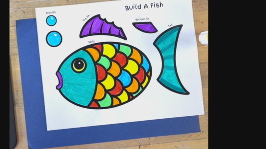 Fish Printable Craft - Build a Fish Activity for Kids - Preschool Printable - Preschool Activity Center - Summer Craft - Homeschool Art